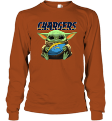 Baby Yoda Loves The Los Angeles Chargers Star Wars NFL Shirts Long Sleeve T-Shirt - PrimaryTee