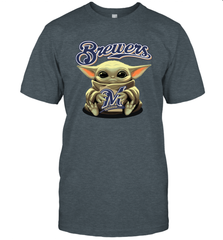 Baby Yoda Hugs The Milwaukee Brewers Shirts Men's T-Shirt - PrimaryTee