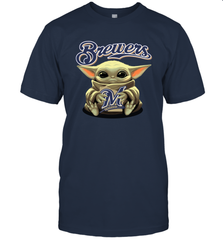 Baby Yoda Hugs The Milwaukee Brewers Shirts Men's T-Shirt - PrimaryTee
