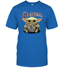 Baby Yoda Hugs The Milwaukee Brewers Shirts Men's T-Shirt - PrimaryTee