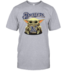 Baby Yoda Hugs The Milwaukee Brewers Shirts Men's T-Shirt - PrimaryTee