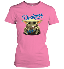 Baby Yoda Hugs The Los Angeles Dodgers Shirts Women's T-Shirt - PrimaryTee