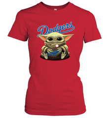 Baby Yoda Hugs The Los Angeles Dodgers Shirts Women's T-Shirt - PrimaryTee