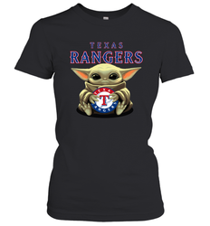 Baby Yoda Hugs The Texas Rangers Shirts Women's T-Shirt - PrimaryTee