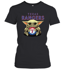 Baby Yoda Hugs The Texas Rangers Shirts Women's T-Shirt - PrimaryTee