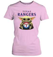 Baby Yoda Hugs The Texas Rangers Shirts Women's T-Shirt - PrimaryTee