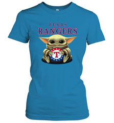 Baby Yoda Hugs The Texas Rangers Shirts Women's T-Shirt - PrimaryTee
