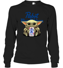 Baby Yoda Hugs Pabst Blue Ribbon Beer Can Star Wars Shirts Long Sleeve T-Shirt - PrimaryTee