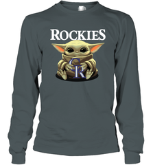 Baby Yoda Hugs The Colorado Rockies Shirts Long Sleeve T-Shirt - PrimaryTee