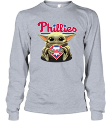Baby Yoda Hugs The Philadelphia Phillies Shirts Long Sleeve T-Shirt - PrimaryTee