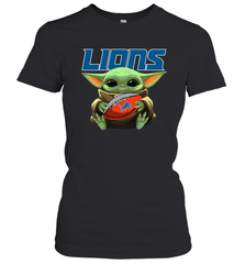 Baby Yoda Loves The Detroit Lions Star Wars NFL Shirts Women's T-Shirt - PrimaryTee