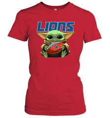 Baby Yoda Loves The Detroit Lions Star Wars NFL Shirts Women's T-Shirt - PrimaryTee