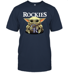Baby Yoda Hugs The Colorado Rockies Shirts Men's T-Shirt - PrimaryTee