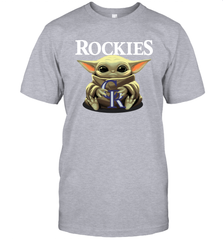 Baby Yoda Hugs The Colorado Rockies Shirts Men's T-Shirt - PrimaryTee