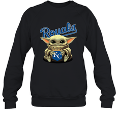 Baby Yoda Hugs The Kansas City Royals Shirts Sweatshirt - PrimaryTee