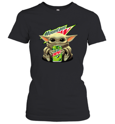 Baby Yoda Hugs Mountain Dew Can Star Wars Shirts Women's T-Shirt - PrimaryTee