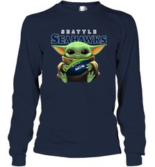 Baby Yoda Loves The Seattle Seahawks Star Wars NFL Shirts Long Sleeve T-Shirt - PrimaryTee