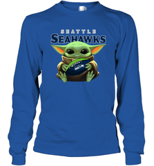 Baby Yoda Loves The Seattle Seahawks Star Wars NFL Shirts Long Sleeve T-Shirt - PrimaryTee
