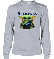 Baby Yoda Loves The Seattle Seahawks Star Wars NFL Shirts Long Sleeve T-Shirt - PrimaryTee