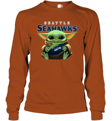 Baby Yoda Loves The Seattle Seahawks Star Wars NFL Shirts Long Sleeve T-Shirt - PrimaryTee