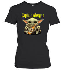 Baby Yoda Hugs Captain Morgan Bottle Star Wars Shirts Women's T-Shirt - PrimaryTee