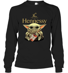 Baby Yoda Hugs Hennessy Bottle Star Wars Shirts Long Sleeve T-Shirt - PrimaryTee