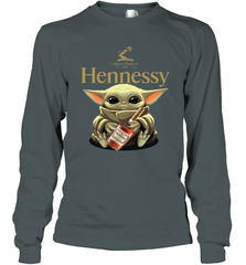 Baby Yoda Hugs Hennessy Bottle Star Wars Shirts Long Sleeve T-Shirt - PrimaryTee