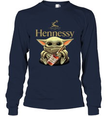 Baby Yoda Hugs Hennessy Bottle Star Wars Shirts Long Sleeve T-Shirt - PrimaryTee