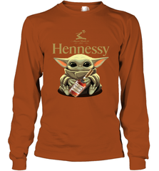 Baby Yoda Hugs Hennessy Bottle Star Wars Shirts Long Sleeve T-Shirt - PrimaryTee