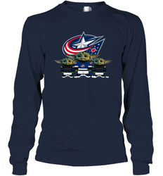 Columbus Blue Jackets Star Wars Logo Baby Yoda Long Sleeve T-Shirt - PrimaryTee