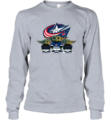 Columbus Blue Jackets Star Wars Logo Baby Yoda Long Sleeve T-Shirt - PrimaryTee
