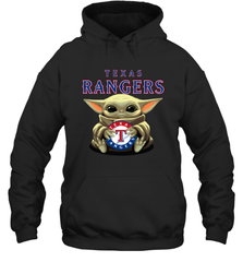 Baby Yoda Hugs The Texas Rangers Shirts Hoodie - PrimaryTee