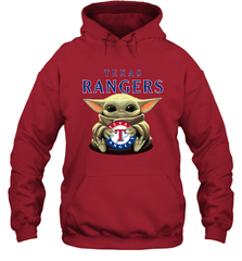 Baby Yoda Hugs The Texas Rangers Shirts Hoodie - PrimaryTee