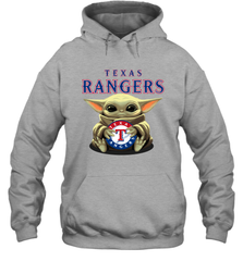 Baby Yoda Hugs The Texas Rangers Shirts Hoodie - PrimaryTee