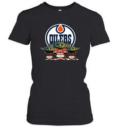 Edmonton Oilers Star Wars Logo Baby Yoda Women's T-Shirt - PrimaryTee
