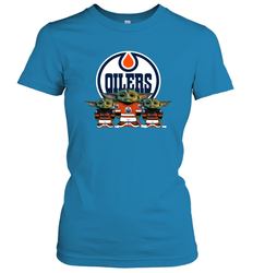 Edmonton Oilers Star Wars Logo Baby Yoda Women's T-Shirt - PrimaryTee