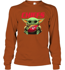 Baby Yoda Loves The Kansas City Chiefs Star Wars NFL Shirts Long Sleeve T-Shirt - PrimaryTee