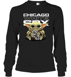 Baby Yoda Hugs The Chicago White Sox Shirts Long Sleeve T-Shirt - PrimaryTee