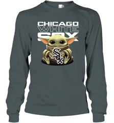 Baby Yoda Hugs The Chicago White Sox Shirts Long Sleeve T-Shirt - PrimaryTee