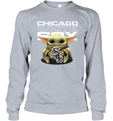 Baby Yoda Hugs The Chicago White Sox Shirts Long Sleeve T-Shirt - PrimaryTee