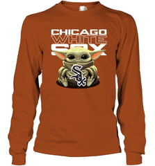 Baby Yoda Hugs The Chicago White Sox Shirts Long Sleeve T-Shirt - PrimaryTee