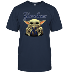 Baby Yoda Hugs The New York Yankees Shirts Men's T-Shirt - PrimaryTee