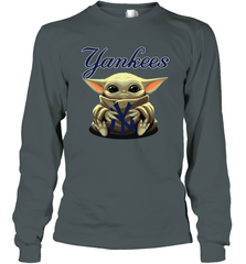 Baby Yoda Hugs The New York Yankees Shirts Long Sleeve T-Shirt - PrimaryTee