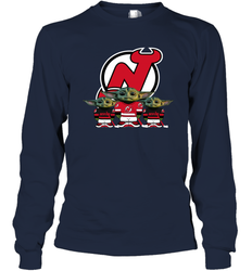 New Jersey Devils Star Wars Logo Baby Yoda Long Sleeve T-Shirt - PrimaryTee