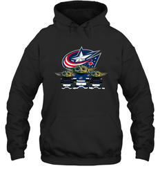 Columbus Blue Jackets Star Wars Logo Baby Yoda Hoodie - PrimaryTee