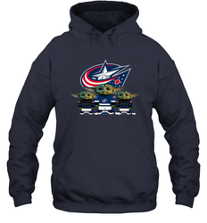 Columbus Blue Jackets Star Wars Logo Baby Yoda Hoodie - PrimaryTee