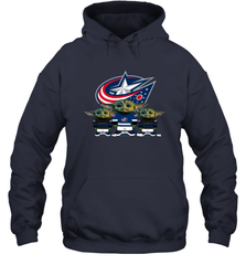Columbus Blue Jackets Star Wars Logo Baby Yoda Hoodie - PrimaryTee