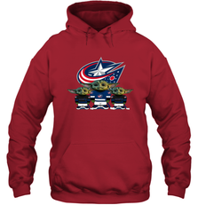 Columbus Blue Jackets Star Wars Logo Baby Yoda Hoodie - PrimaryTee