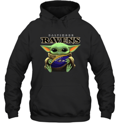 Baby Yoda Loves The Baltimore Ravens Star Wars NFL Shirts Hoodie - PrimaryTee