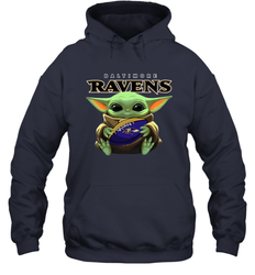 Baby Yoda Loves The Baltimore Ravens Star Wars NFL Shirts Hoodie - PrimaryTee